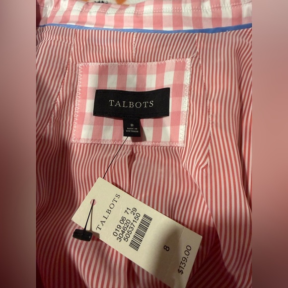 NWT Talbots Pink and White Gingham Blazer - Picture 7 of 8